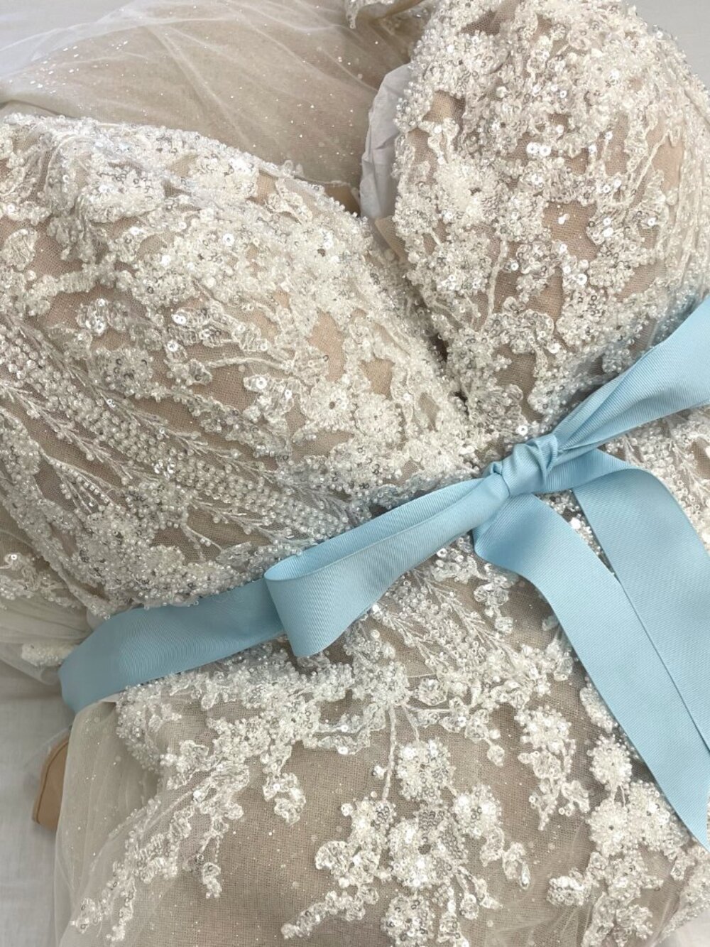 Allure Bridals Plus Size Glitter Lace A-Line Wedding Gown - Picture 9 of 10